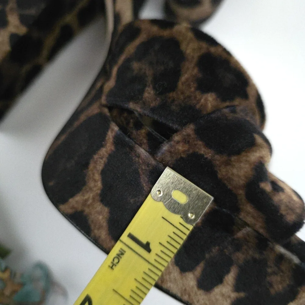 PAIGE Leopard Print Knot Front Platform Sandals - Brown Sz 8m - Picture 9 of 10